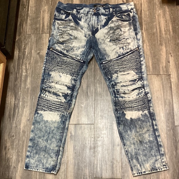 Moto Stone Washed Mens Jeans - Picture 1 of 9